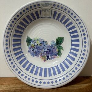 SHABBY CHIC Blue Hydrangea Floral Serving Bowl 100% Melamine 14” NEW